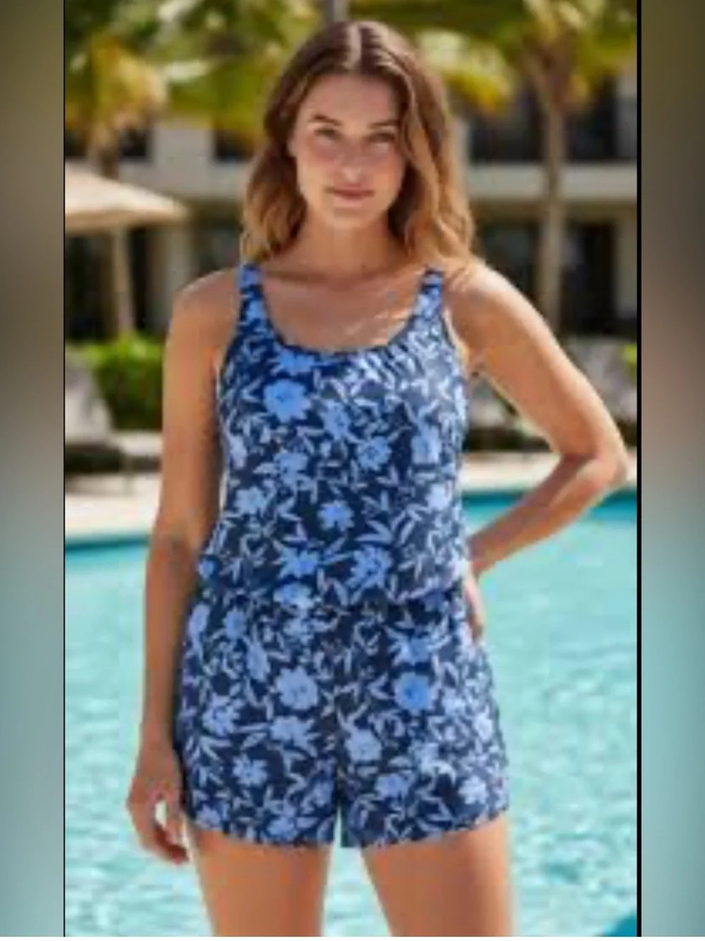 BloomChic Navy and Light Blue Floral One-Piece Swim